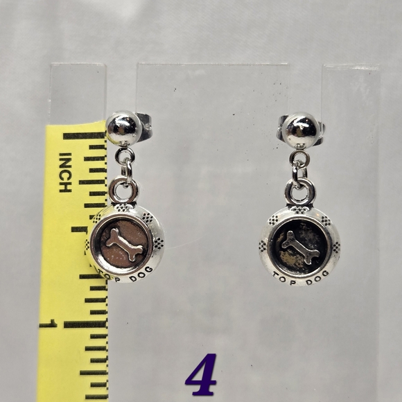 Silver Dog Charm Earrings - Picture 4 of 10